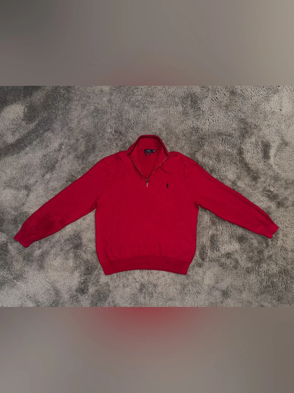 Polo by Ralph Lauren Men's Pima cotton Red Half-Zip Sweater